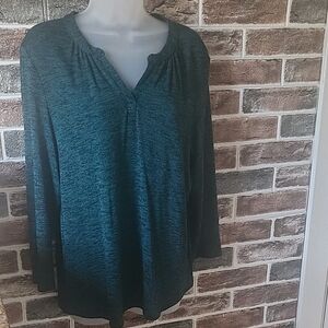 Liz Claiborne  3/4 sleeves Green Women's Teal Long Sleeve Top Large